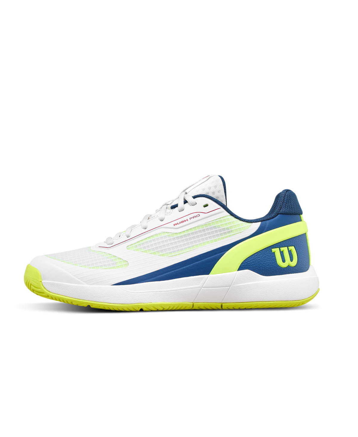 Wilson Rush Pro 5 Junior Tennis Shoes, Bright White/Bright White/Ensign Blue - main view