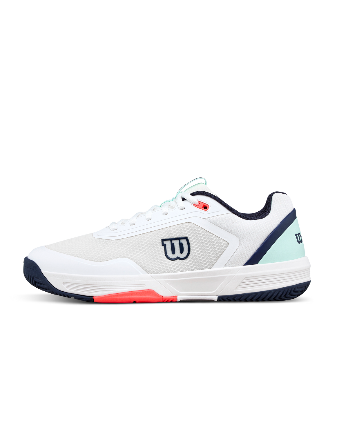 Wilson CourtGlide Mens Tennis Shoes, White/Bay/Fiery Coral - main view
