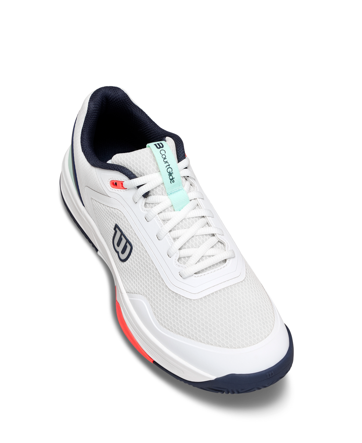 Wilson CourtGlide Mens Tennis Shoes, White/Bay/Fiery Coral - alternate view 2