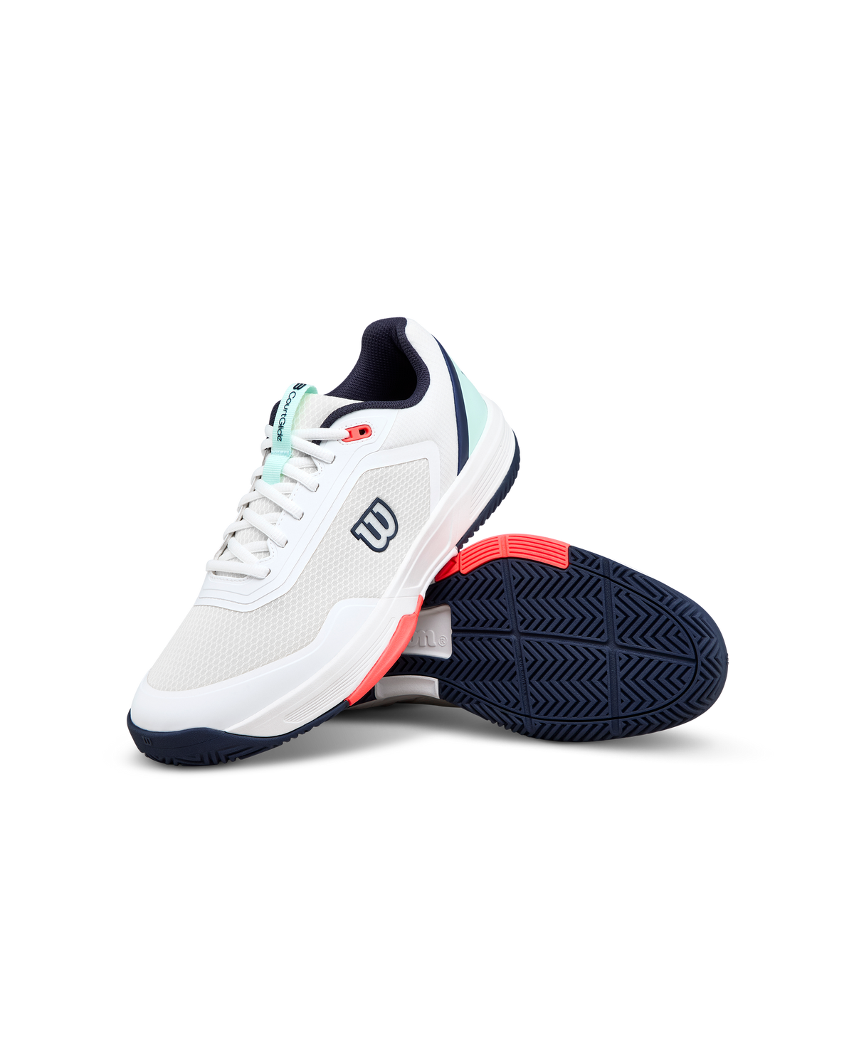 Wilson CourtGlide Mens Tennis Shoes, White/Bay/Fiery Coral - alternate view 6
