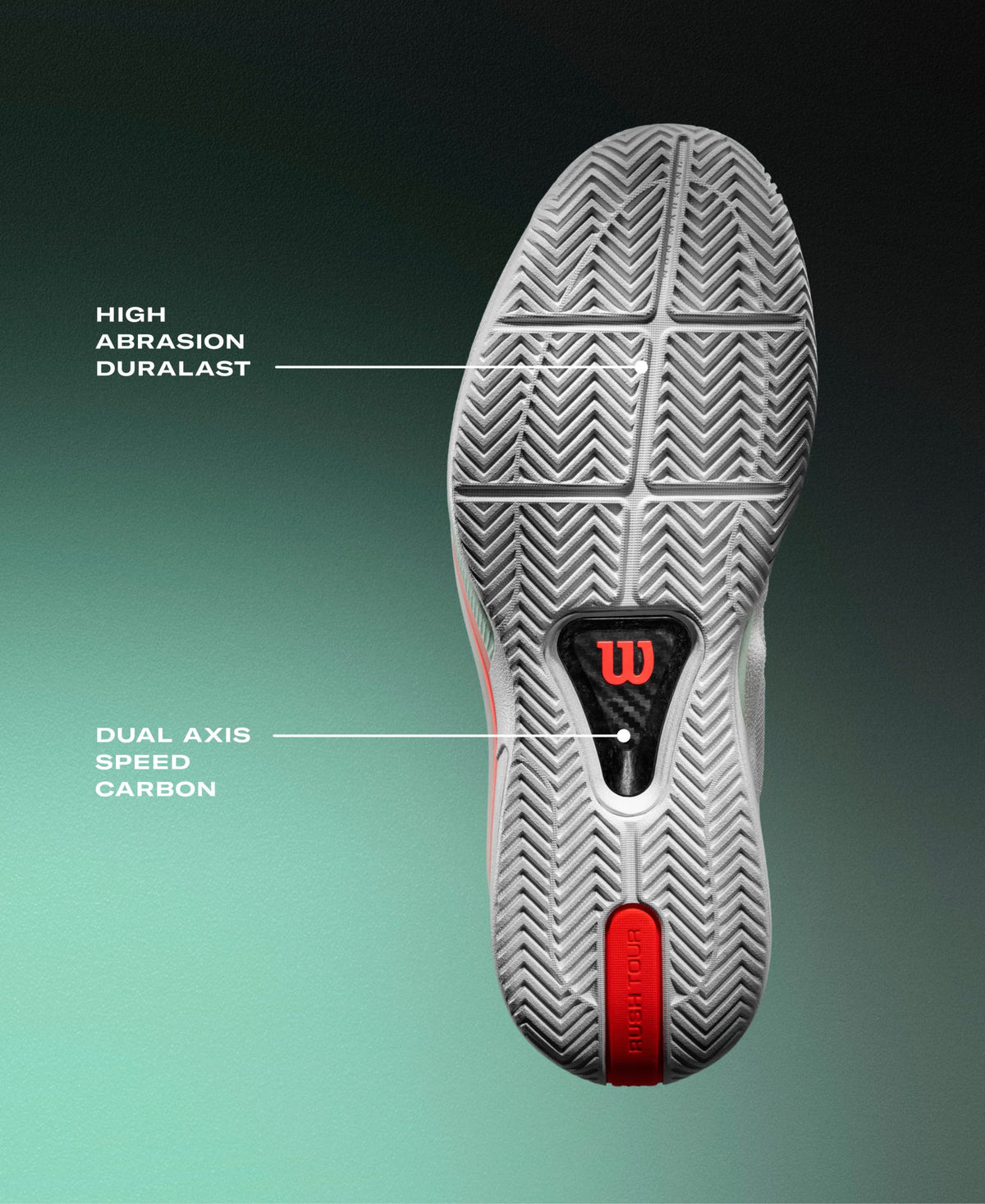 Wilson Rush Tour 5 Clay Mens Tennis Shoes, White/Black/Infrared - feature detail
