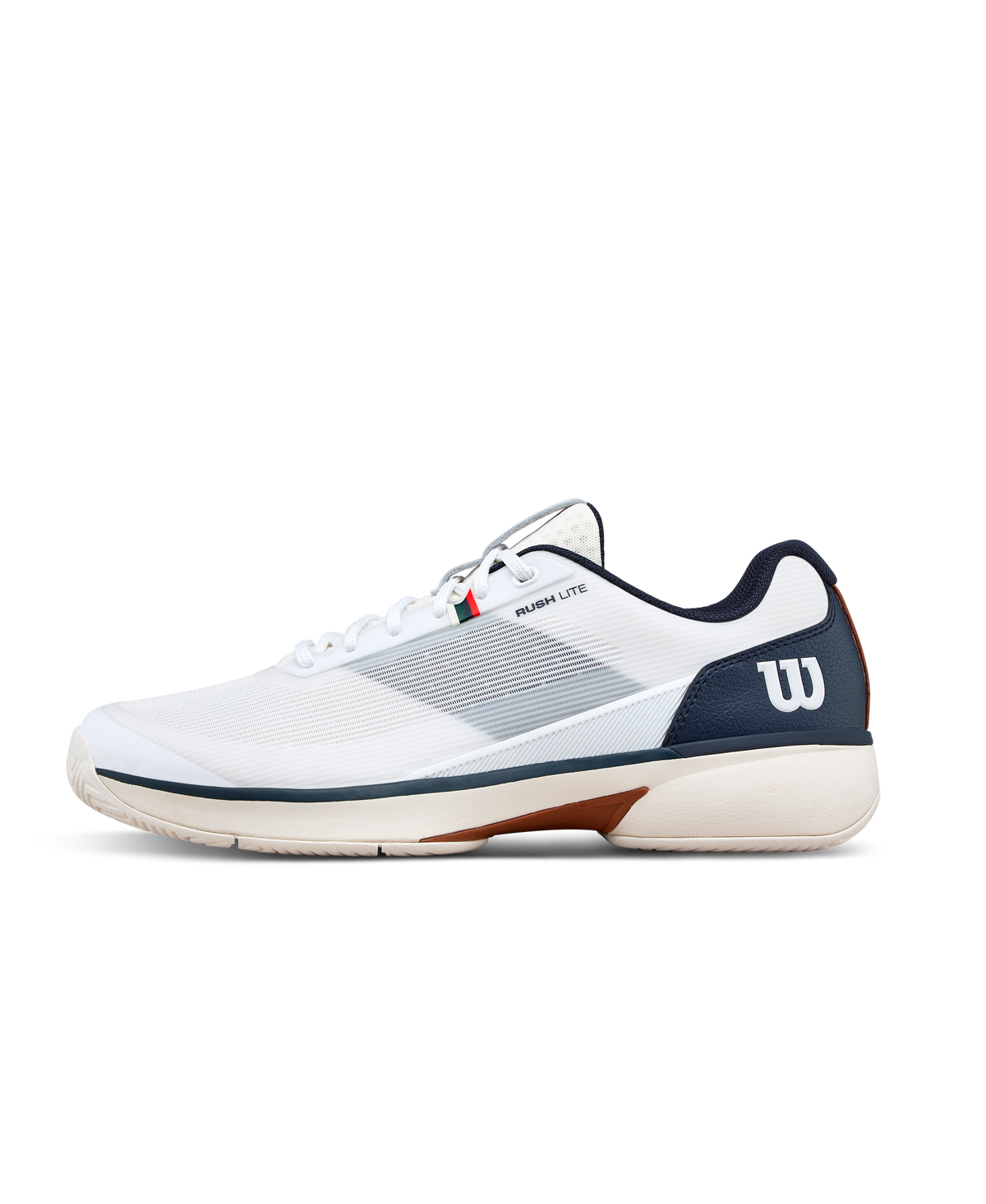 Wilson Rush Lite 5 Mens Tennis Shoes, White/Navy Blazer/Tofu - main view