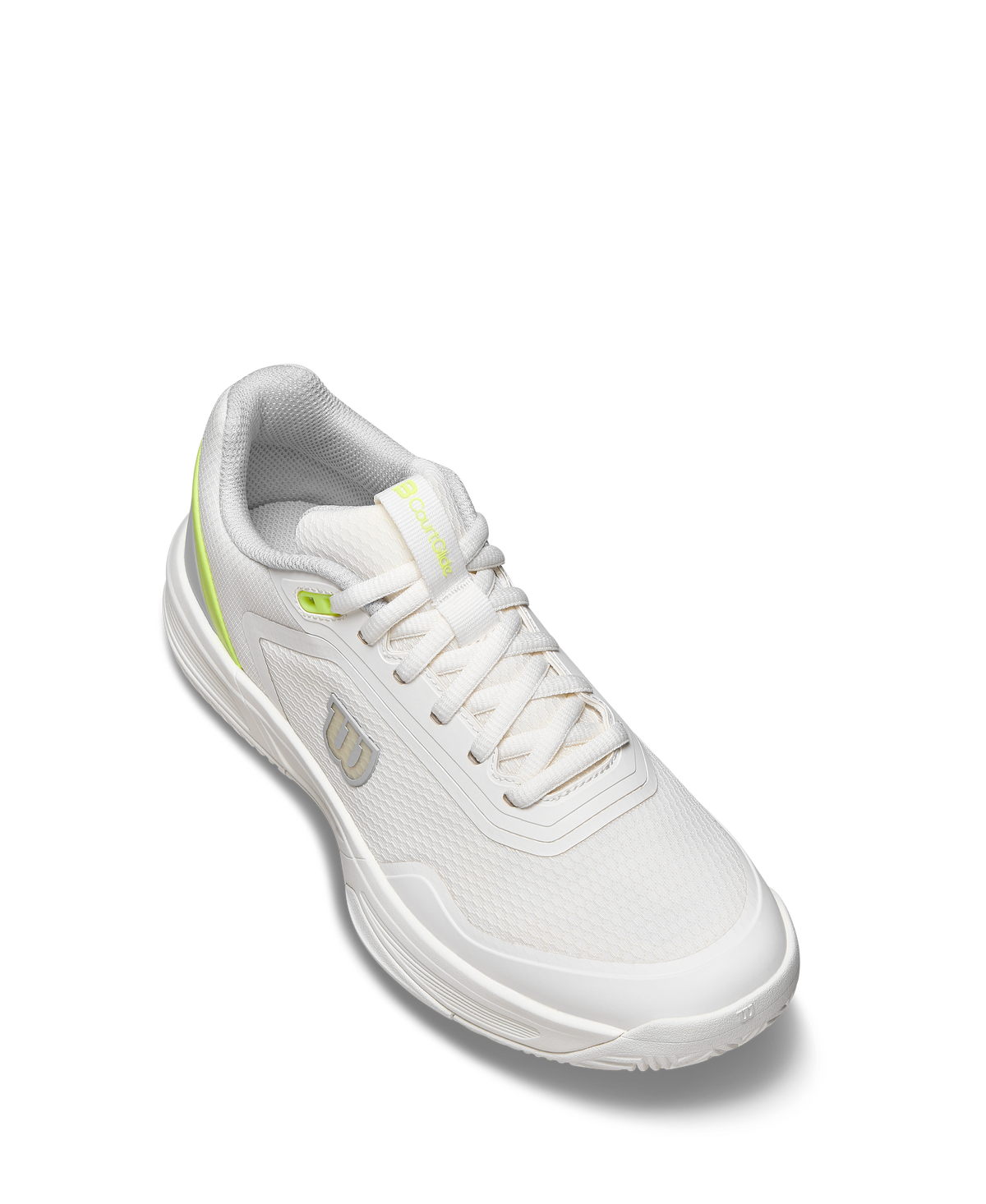 Wilson CourtGlide Womens Tennis Shoes, Snow White/Microchip/Safety Yellow - alternate view 3