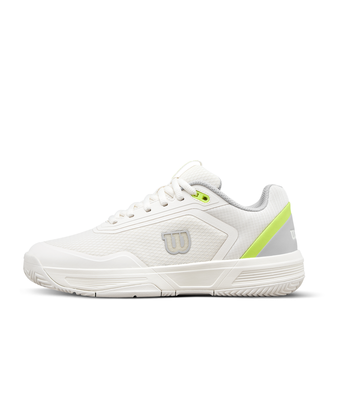 Wilson CourtGlide Womens Tennis Shoes, Snow White/Microchip/Safety Yellow - main view