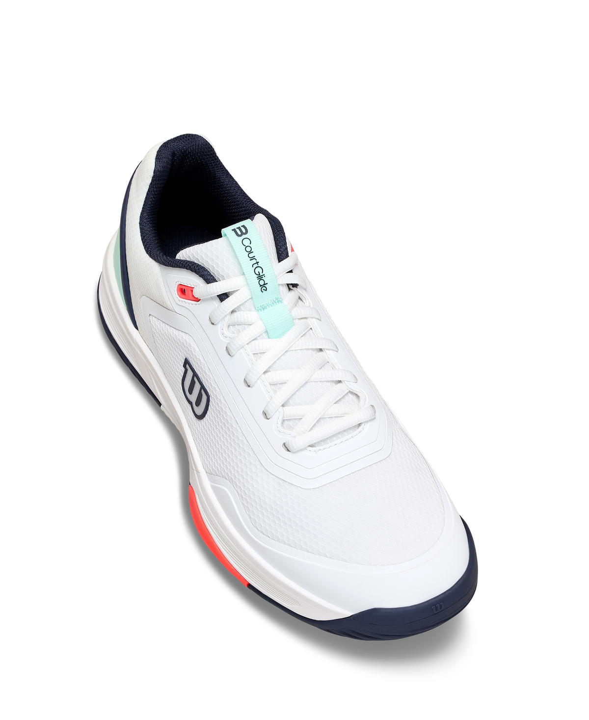 Wilson CourtGlide Mens Padel Shoes, White/Bay/Fiery Coral - alternate view 2