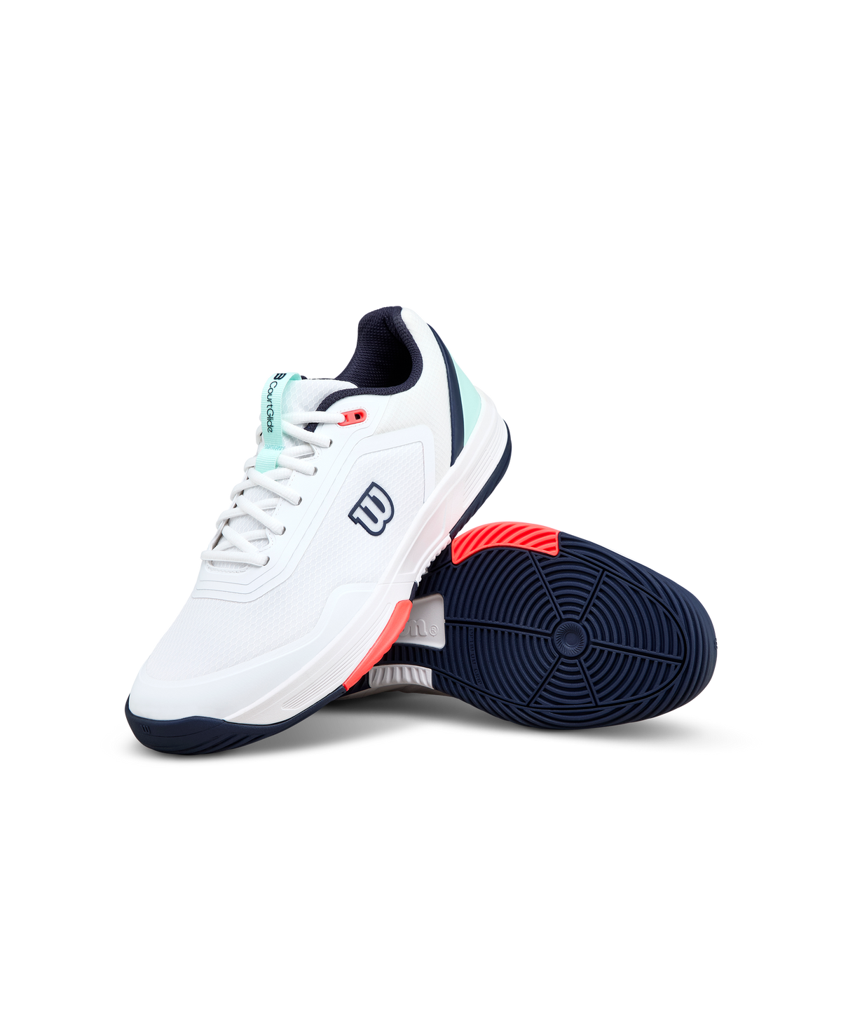 Wilson CourtGlide Mens Padel Shoes, White/Bay/Fiery Coral - alternate view 6