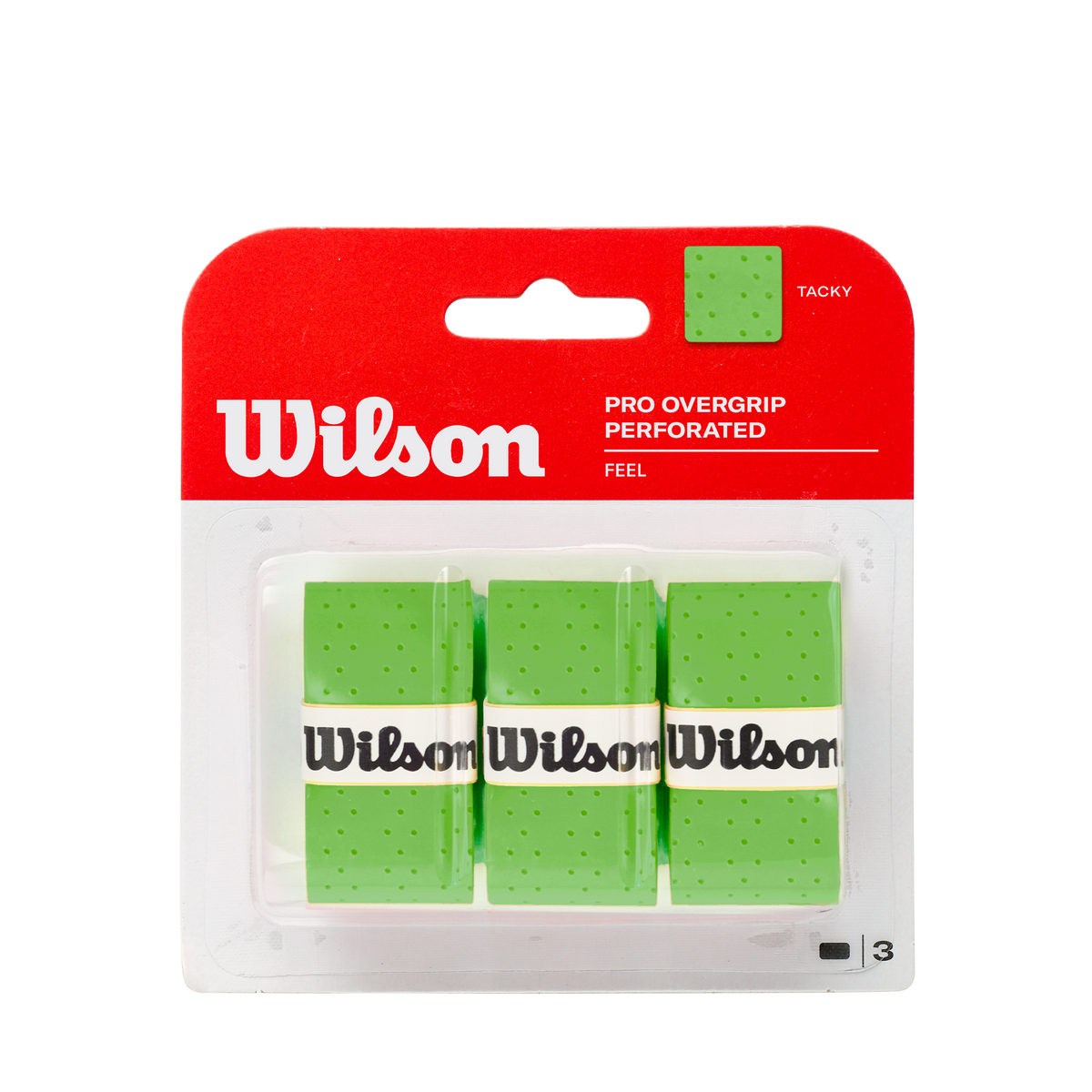 Wilson Pro Overgrip Perforated Tennis Racket Overgrips, 3 Pack, Green - main view
