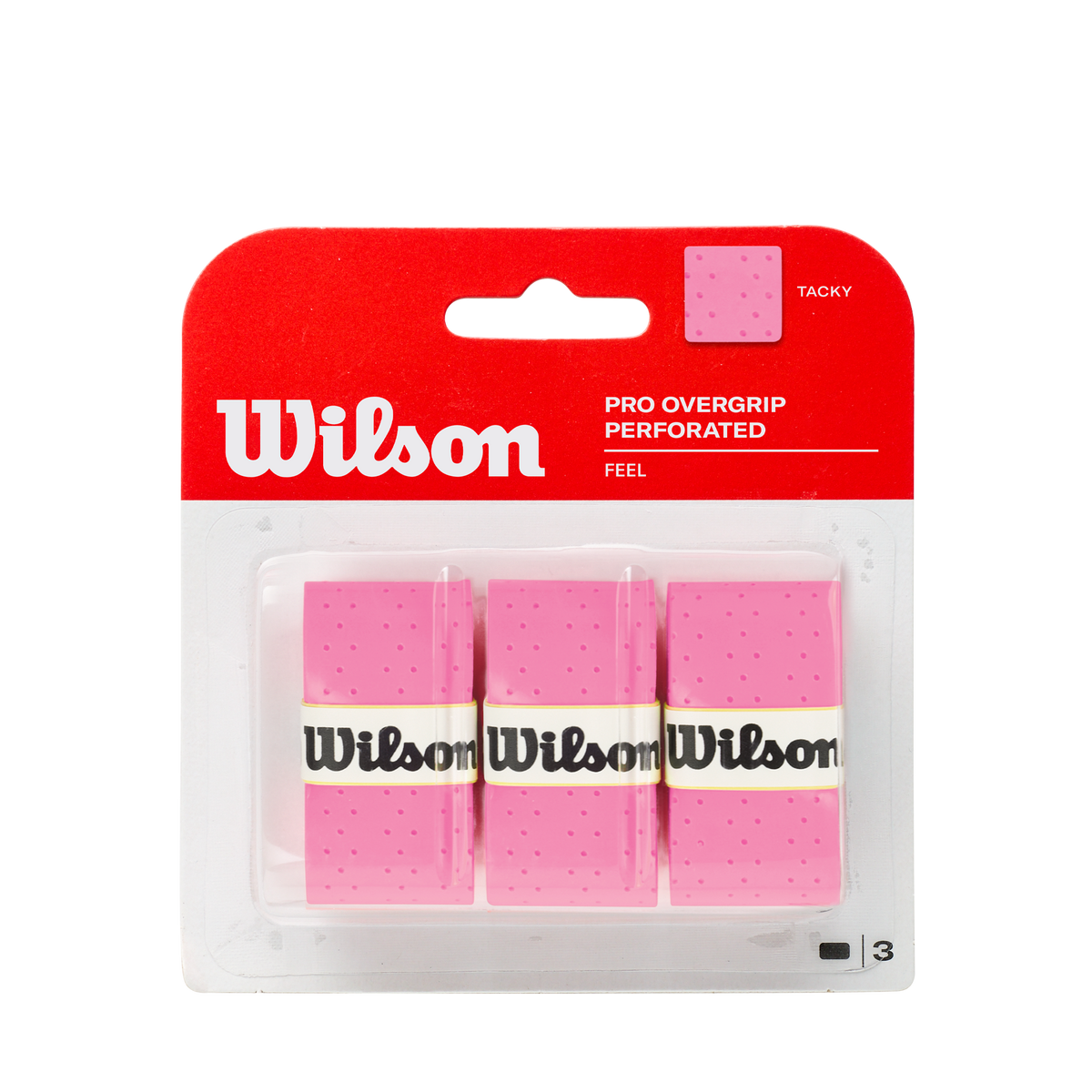 Wilson Pro Overgrip Perforated Tennis Racket Overgrips, 3 Pack, Pink - main view