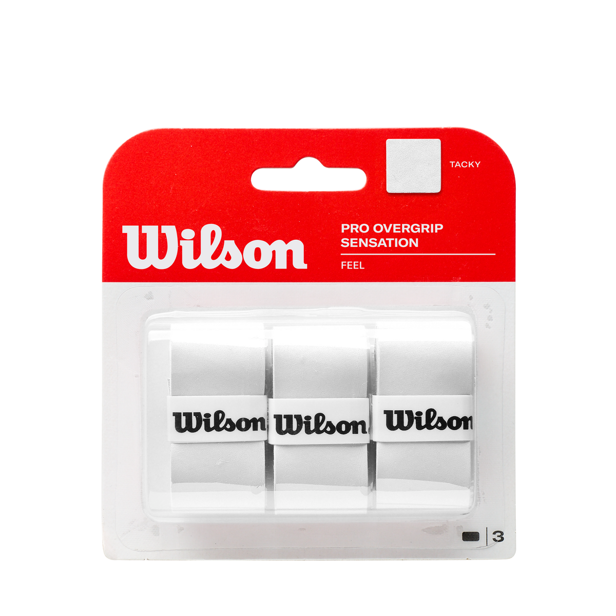 Wilson Pro Overgrip Sensation Tennis Overgrips, 3 Pack, White - main view