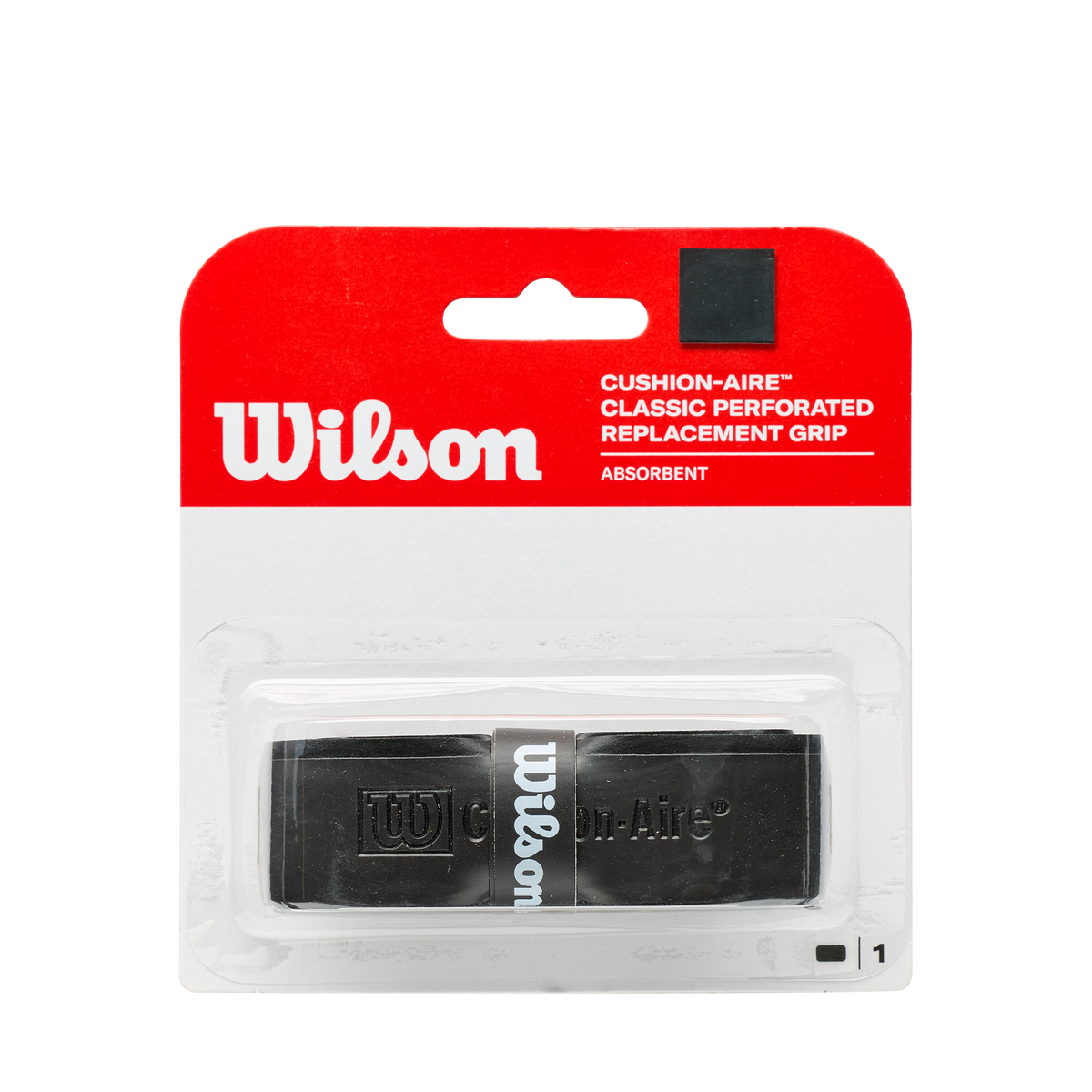 Wilson Cushion-Aire Classic Perforated Tennis Replacement Grip, Black - main view