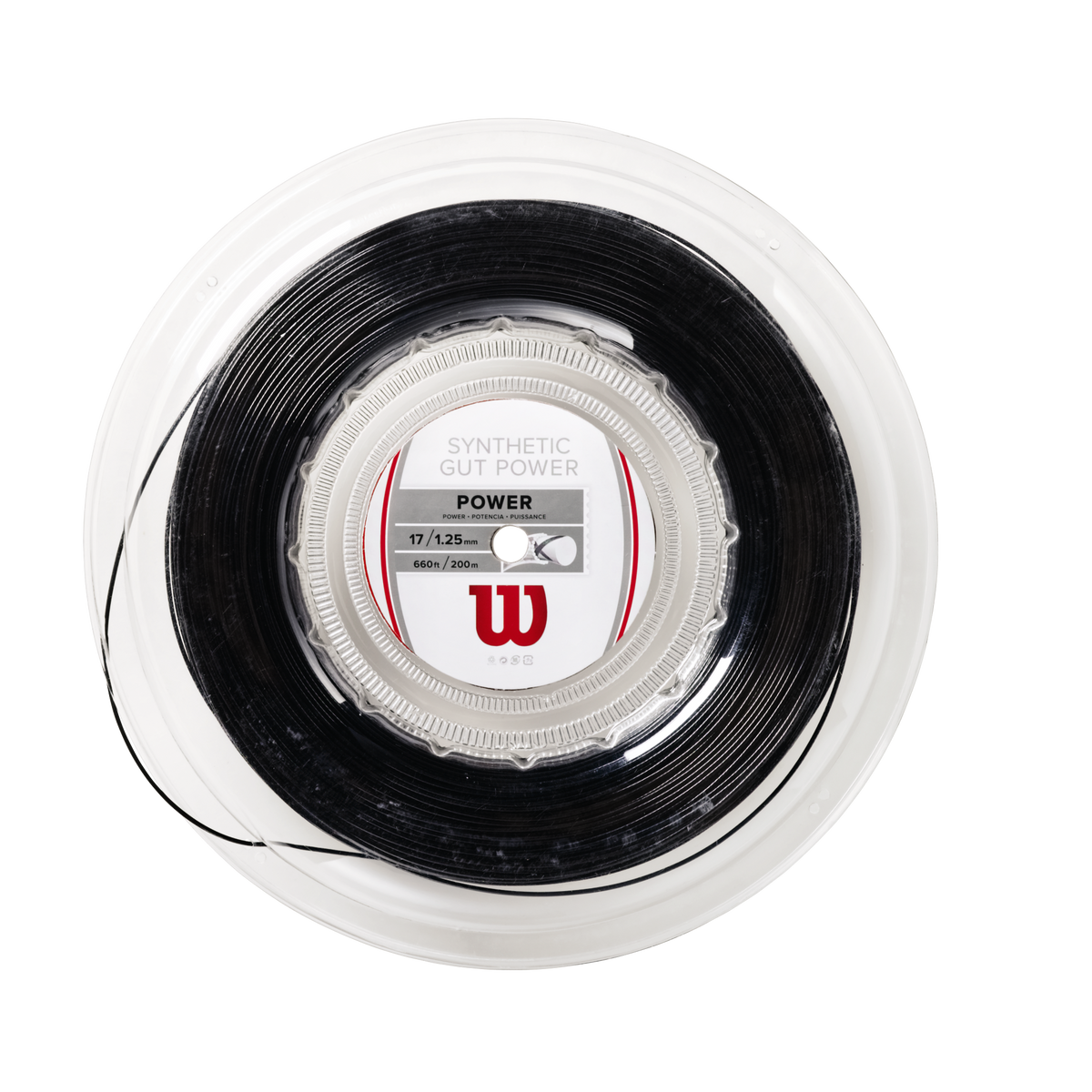 Wilson Synthetic Gut Power 17 Tennis String, 200m Reel, Black - main view