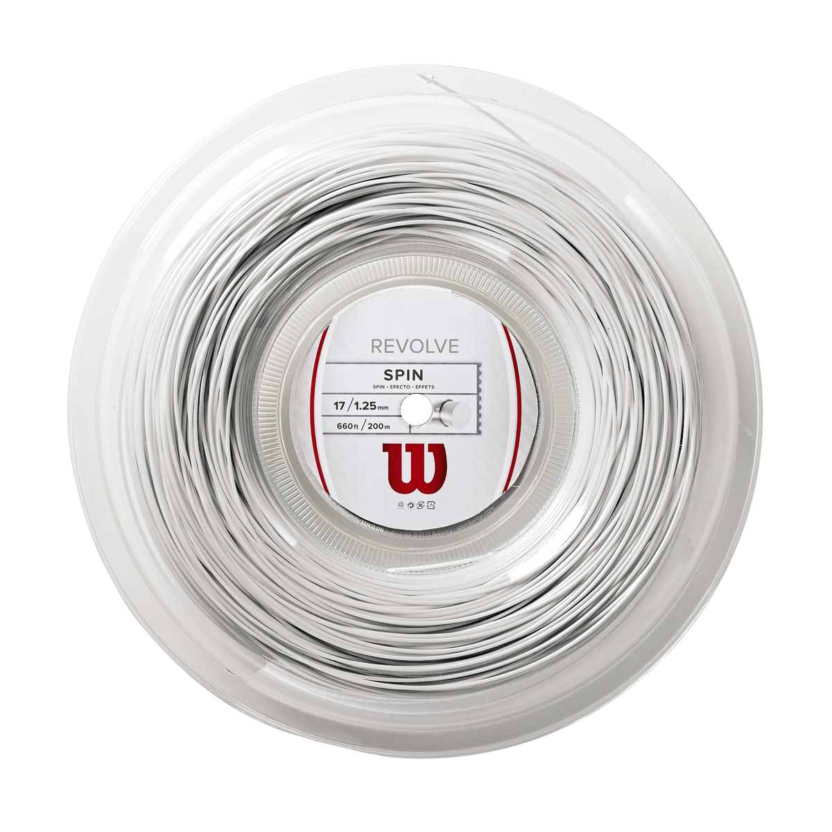 Wilson Revolve 17 Tennis String, 200m Reel, White - main view