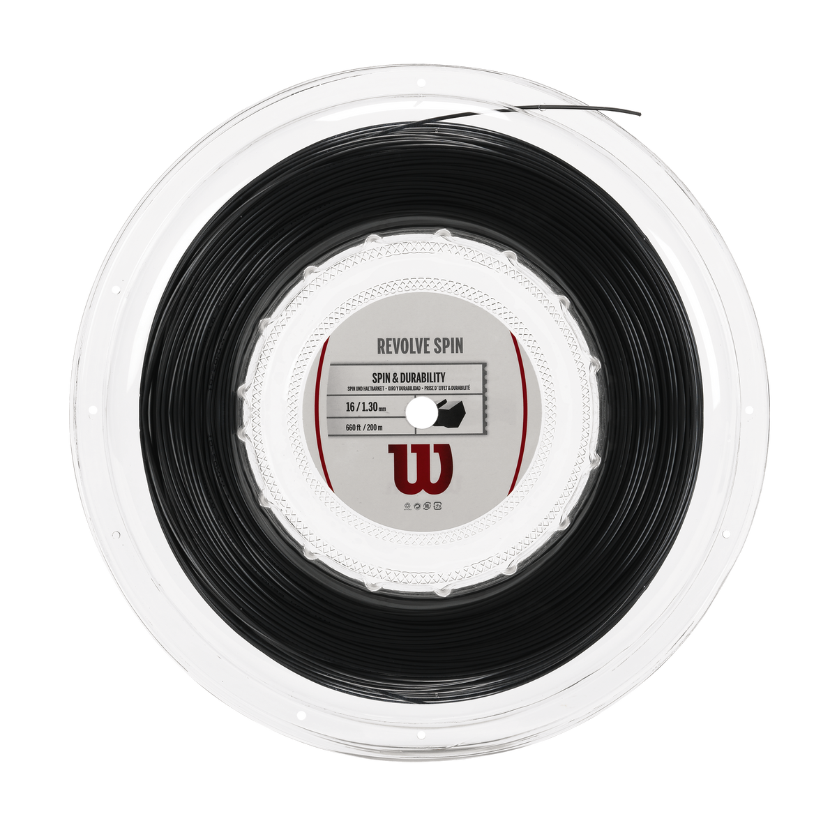 Wilson Revolve Spin 16 Gauge Tennis String, 200m Reel, Black - main view