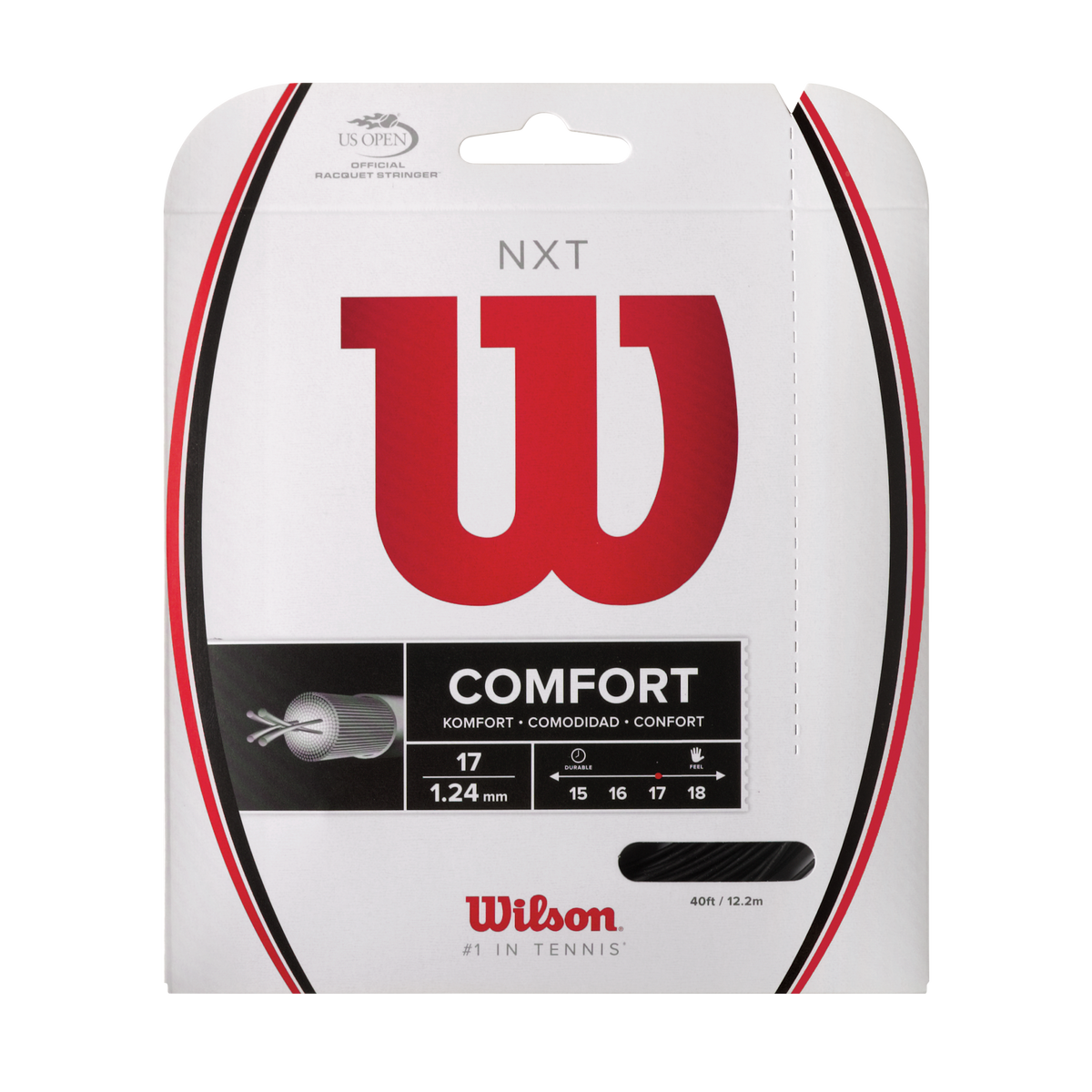 Wilson NXT 17 Gauge Multifilament Tennis String Set, 40 ft, Black - main view