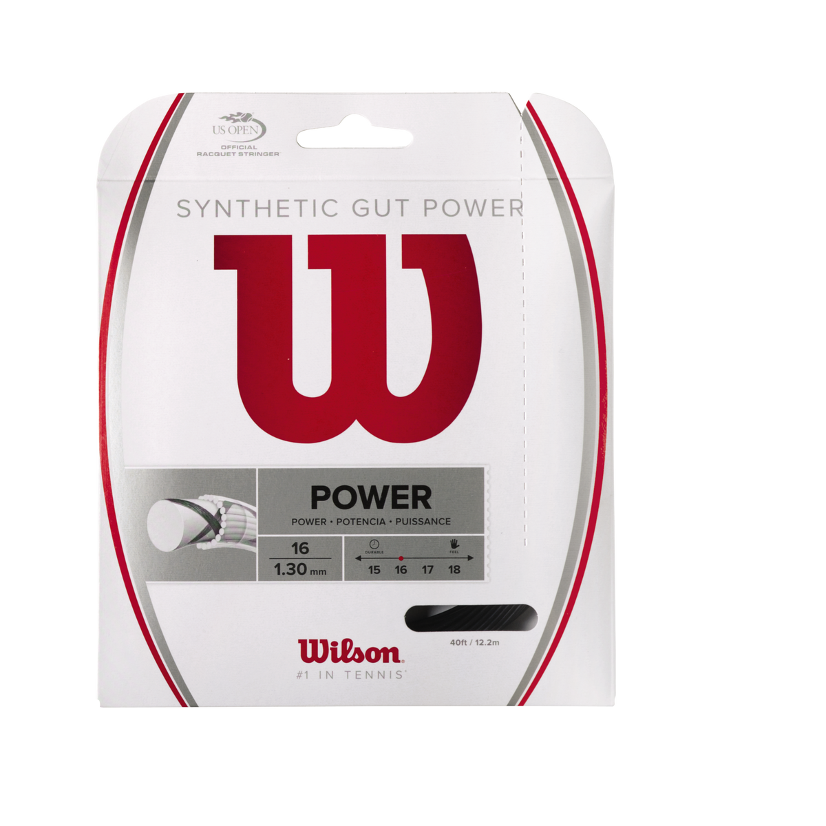 Wilson Synthetic Gut Power 16 Gauge Tennis String, 40 ft Set, Black - main view