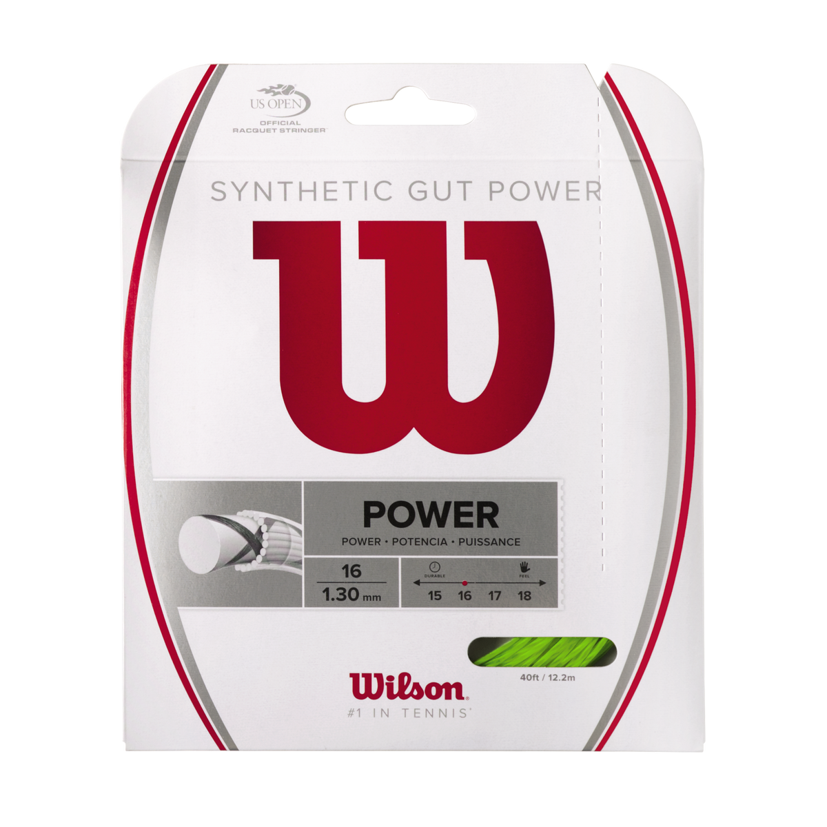 Wilson Synthetic Gut Power 16 Gauge Tennis String Set, 40 ft, Lime Green - main view