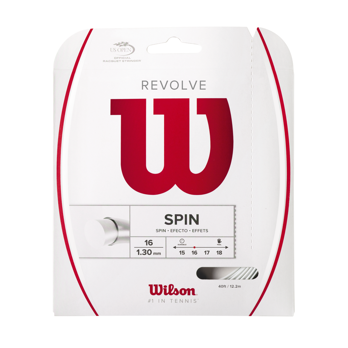 Wilson Revolve 16 Polyester Tennis String Set, White - main view