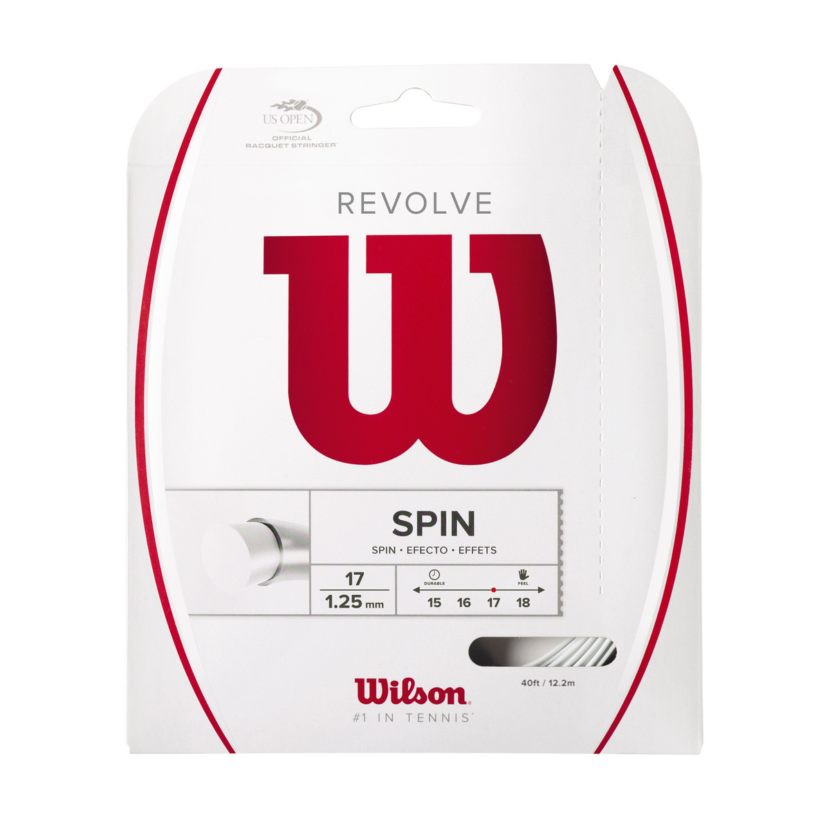 Wilson Revolve 17 Gauge Polyester Tennis String Set, 40 ft, White - main view