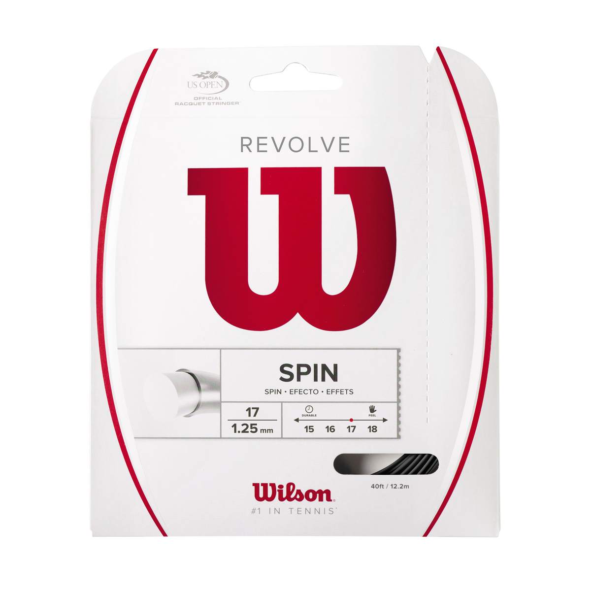 Wilson Revolve 17 Gauge Polyester Tennis String Set, 40 ft, Black - main view