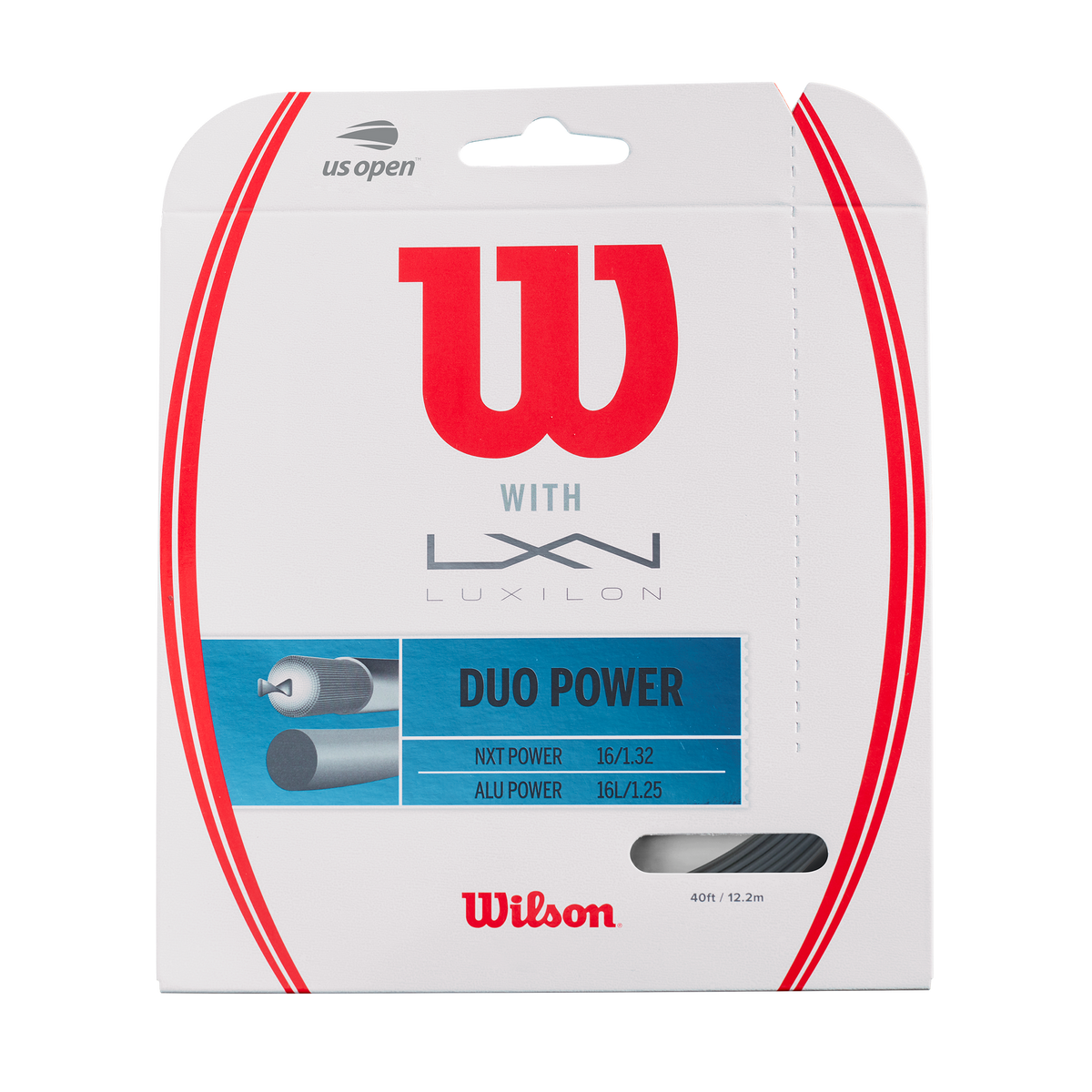Wilson Duo Power Hybrid Tennis String Set, NXT Power and ALU Power, 16/16L Gauge, Silver/Natural - main view