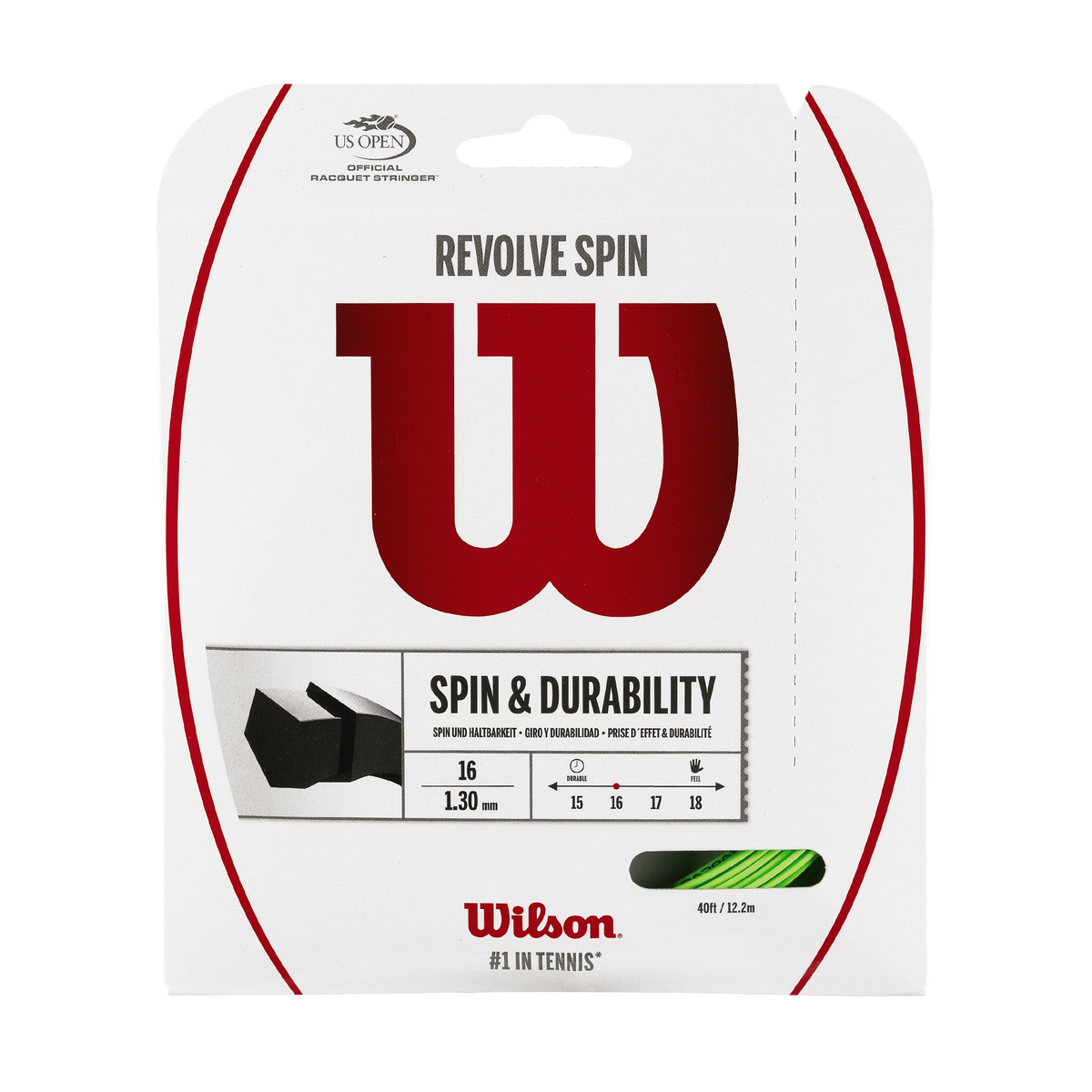 Wilson Revolve Spin Tennis String Set, 16 Gauge, Green - main view