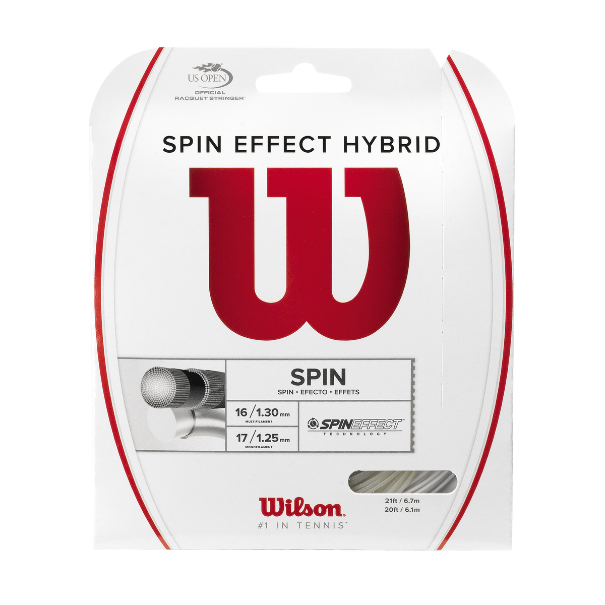 Wilson Spin Effect Hybrid Tennis String, 17/16 Gauge 40 ft Set, White - main view