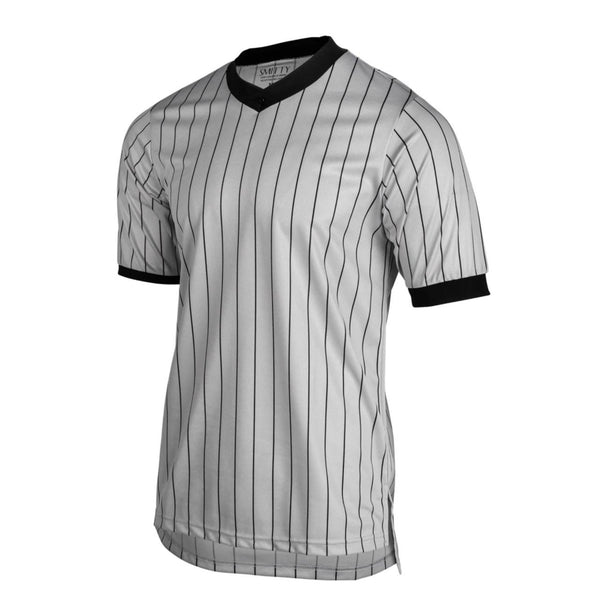 Smitty | USA-205-NF Grey Pin Stripe V Neck Referee Shirt | Wrestling Basketball Official | Made in USA