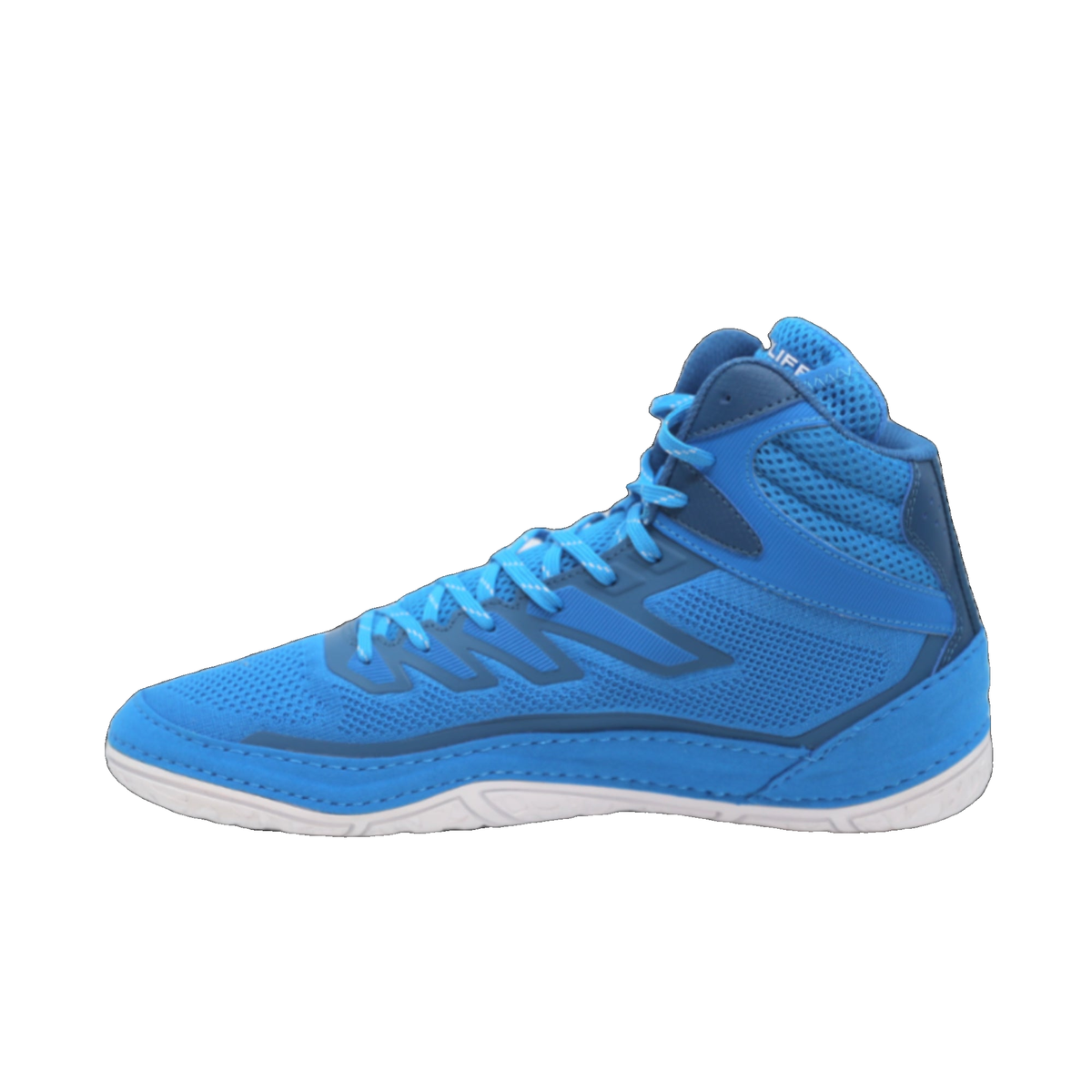 ScrapLife Velocity Wrestling Shoe in Blue/Dark Blue - high-top view