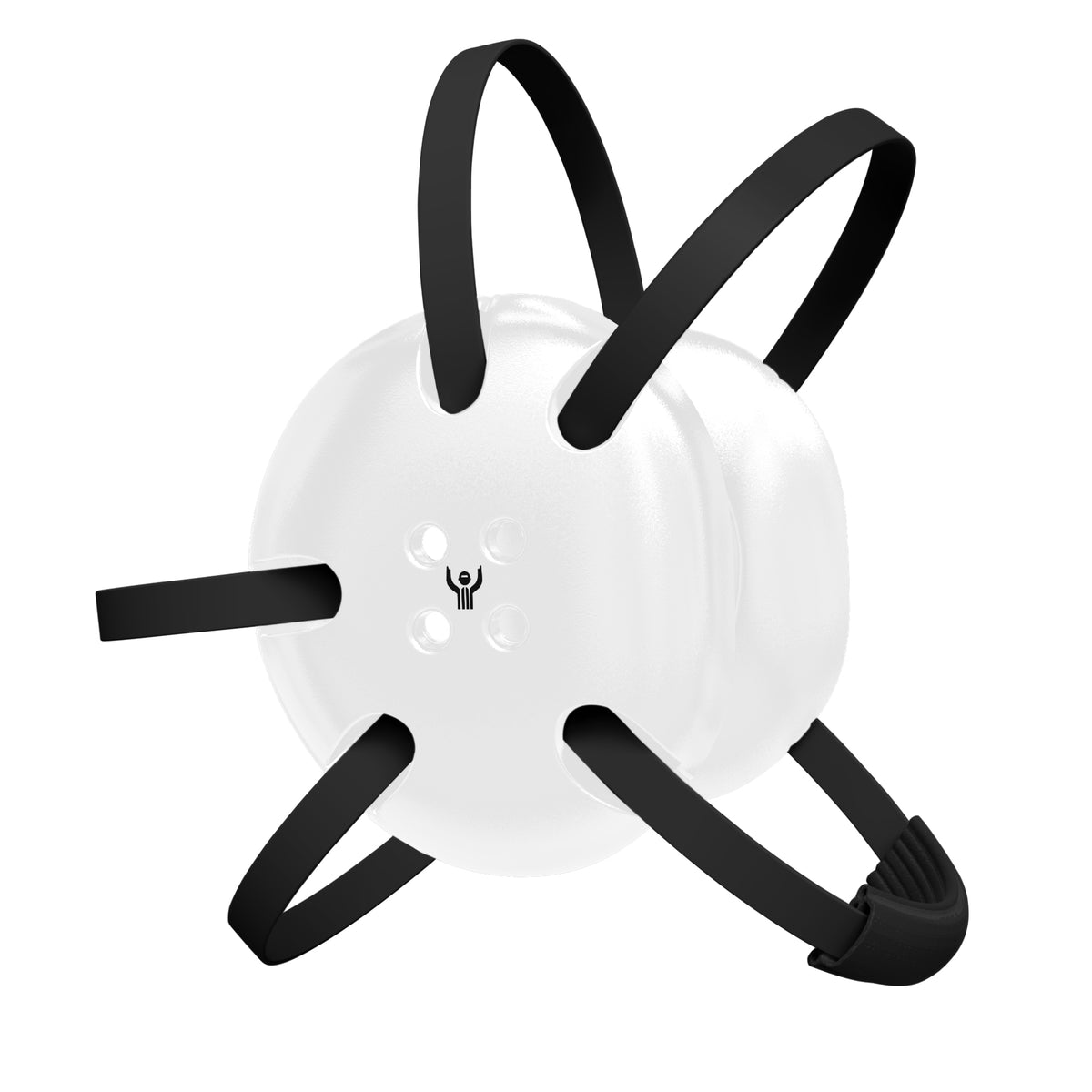 Signature white headgear with black straps for wrestlers