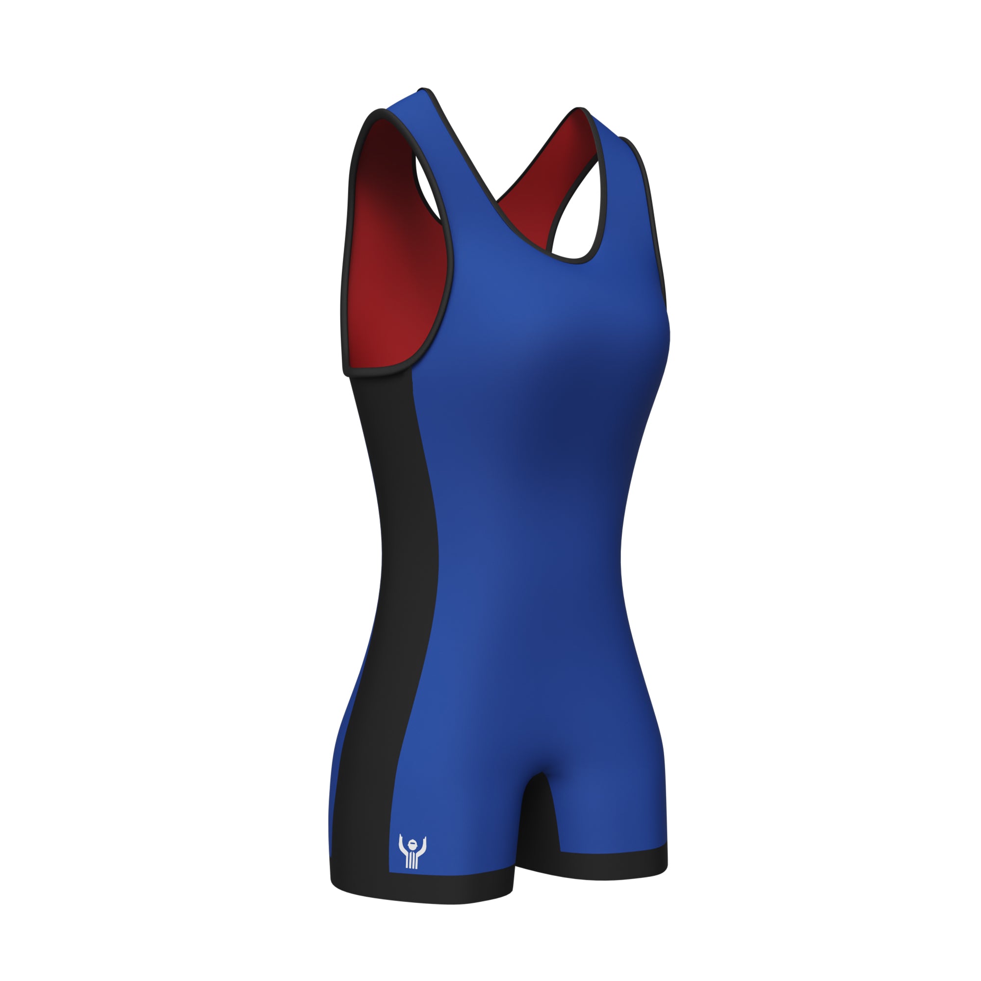 Reversible red and discount blue wrestling singlet