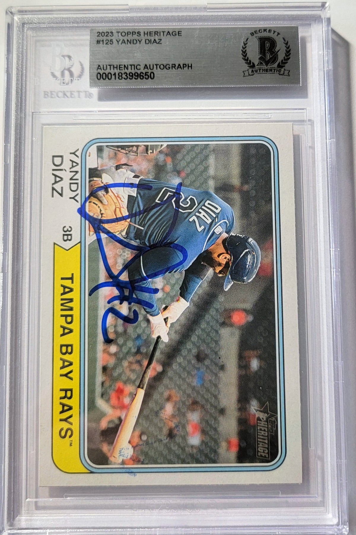 Yandy Diaz Autographed Tampa Bay Rays 2023 Topps Heritage Card #125 Beckett