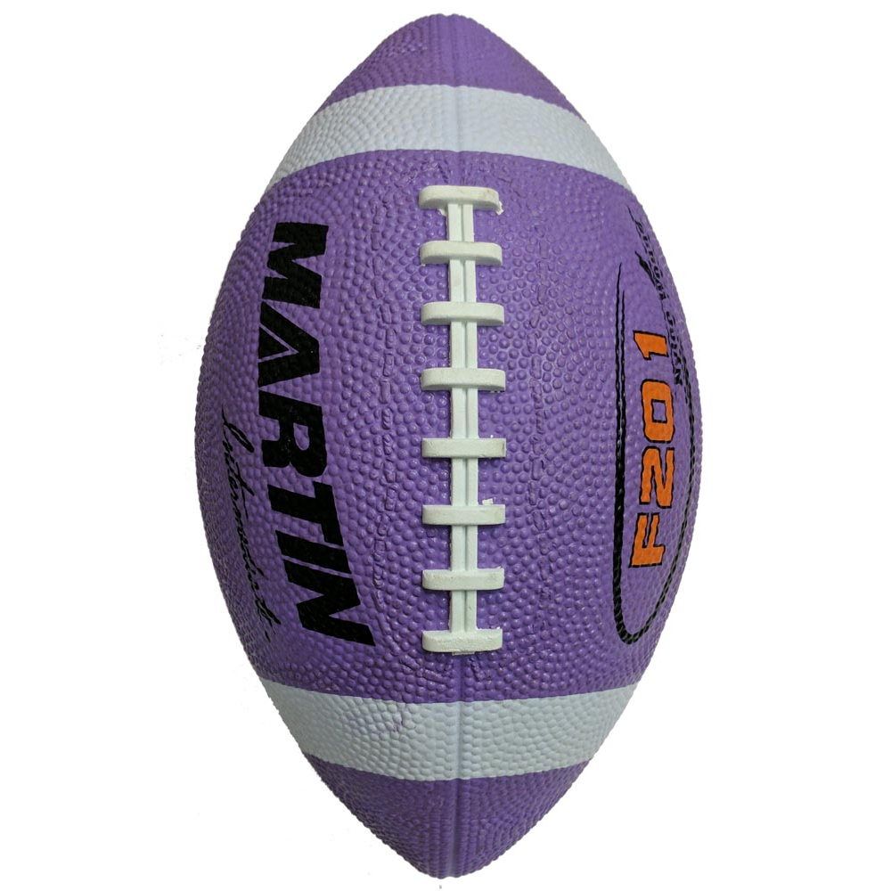 Martin Sports Rubber Football, Intermediate Size, Pebbled Grip in Purple - Front View