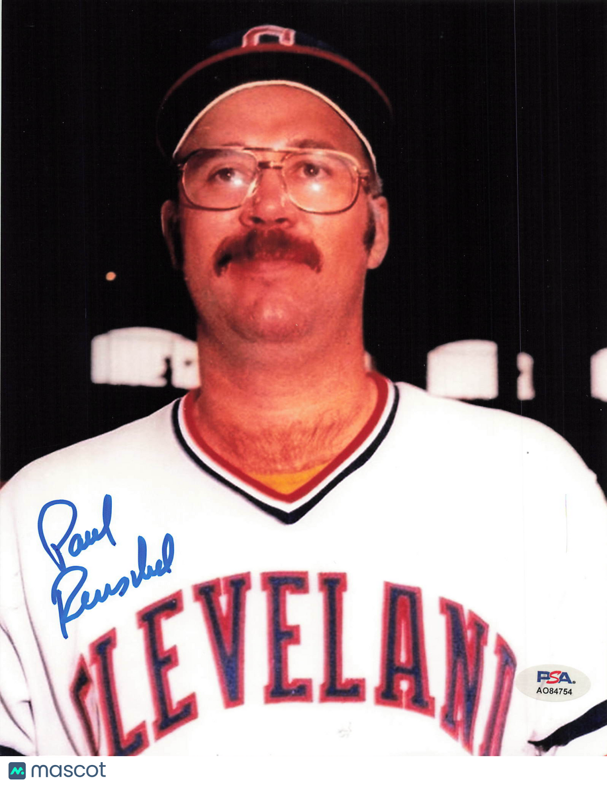 Paul Reuschel Cleveland Indians Signed 8x10 Photo PSA
