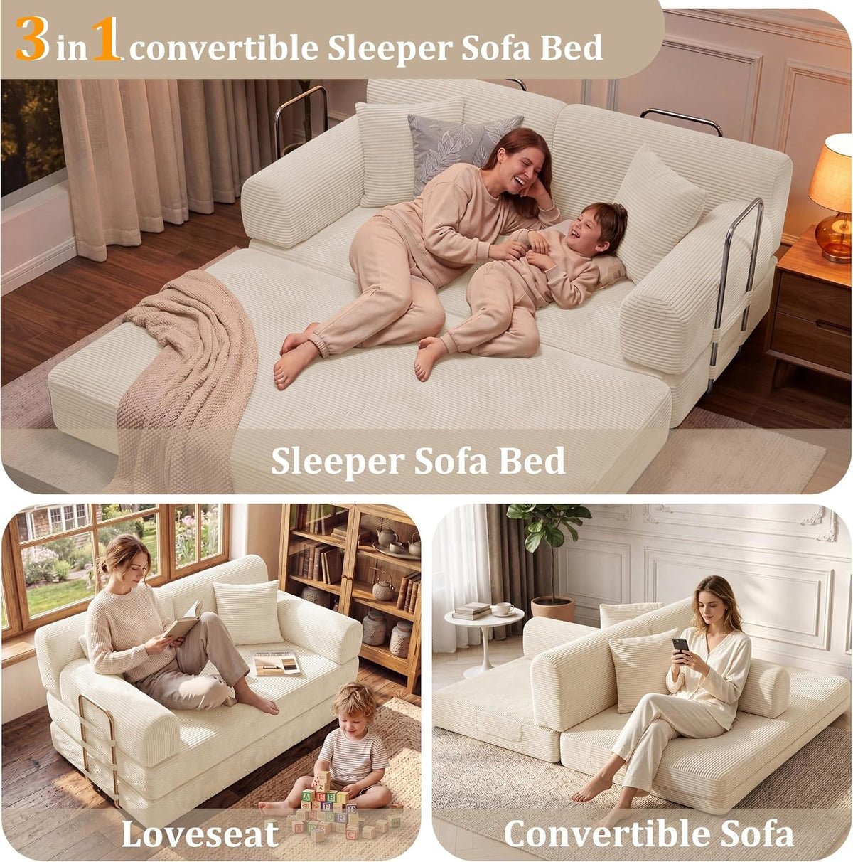 Convertible Loveseat Sofa Bed with Modular Layout - View 10