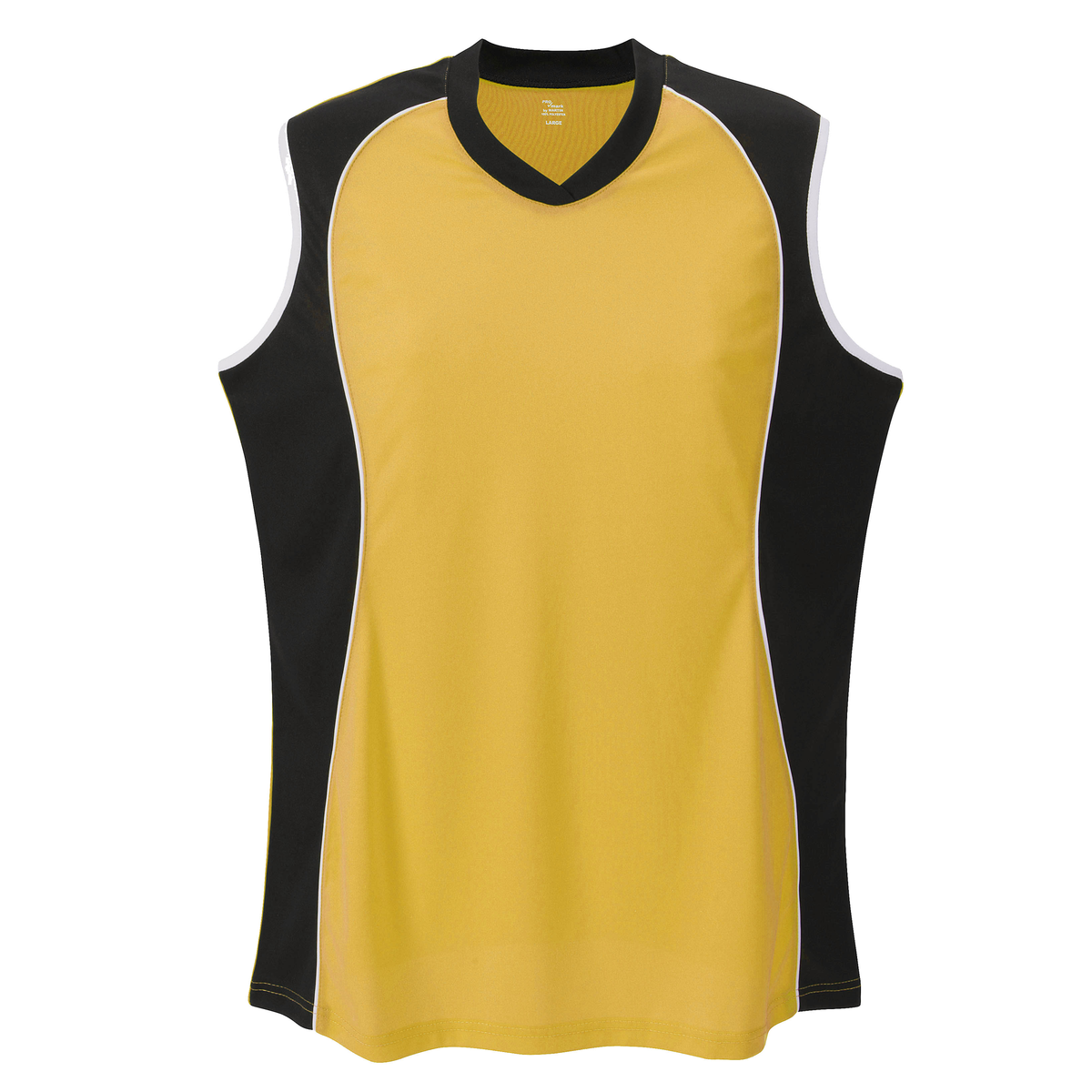 Martin Sports Women's Sleeveless V Neck Softball Jersey, Moisture Management in Gold Youth L - Front View