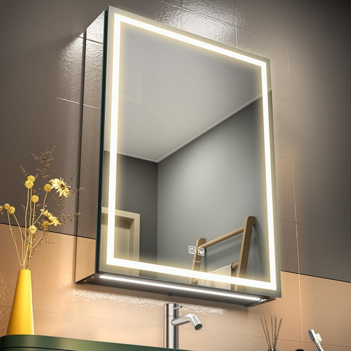 LED Mirror Medicine Cabinet with Adjustable Lighting, USB & Defogger - View 13