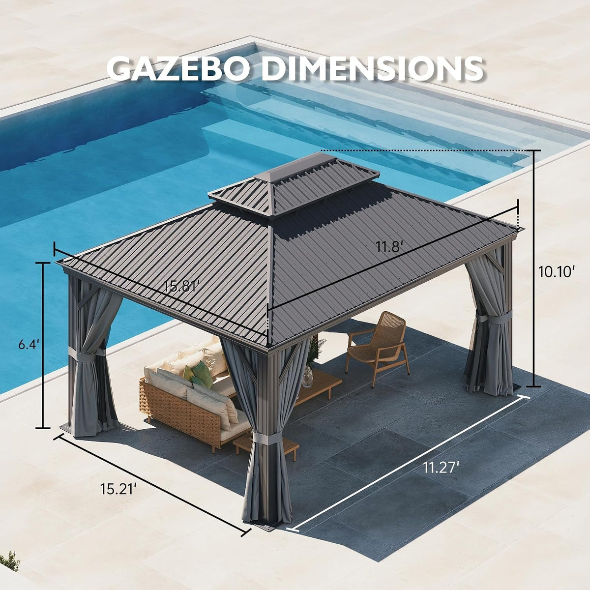 Hardtop Gazebo with Aluminum Frame and Galvanized Steel Roof - View 10