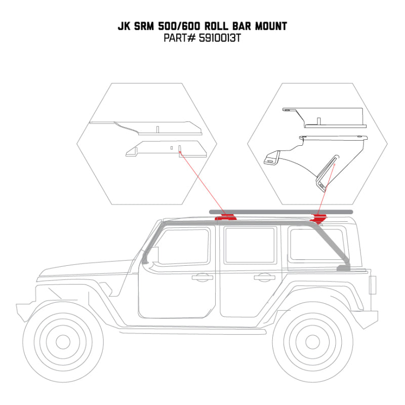 Go Rhino 07-17 Jeep Wrangler 4dr Mounting Kit for SRM Rack - View 3