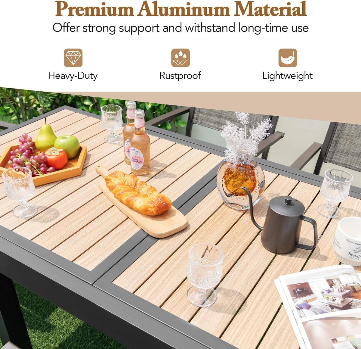 31.5, 63 in Aluminum Extendable Patio Table, Seats 4, 6 - View 6