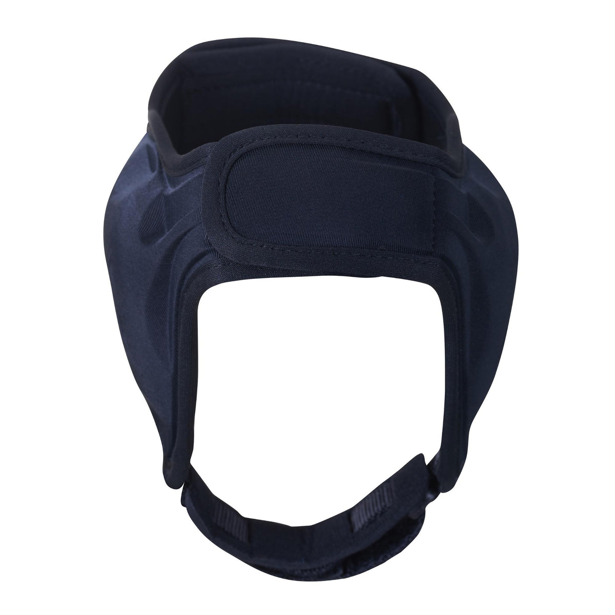 Adidas wrestling headgear with adjustable chin strap and padded ear protection, front view