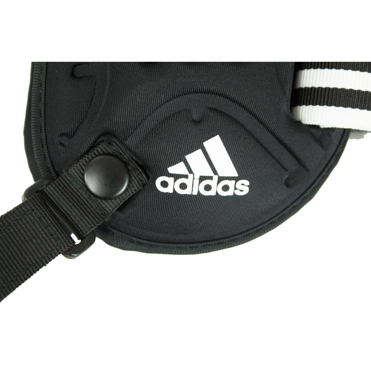 Alternate side view of Adidas wrestling headgear with padded ear guard and adjustable straps