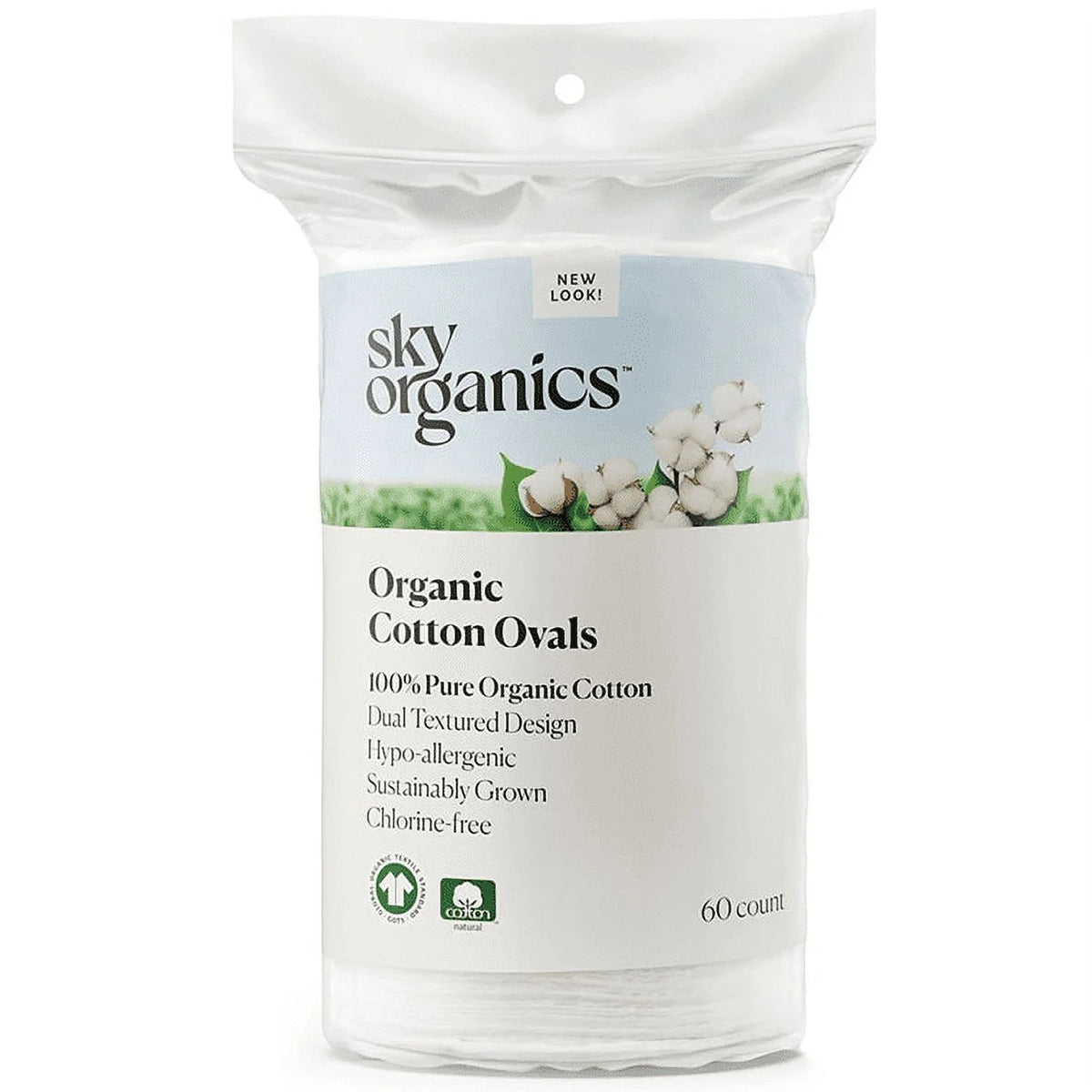 Sky Organics Organic Cotton Ovals, 60 ct