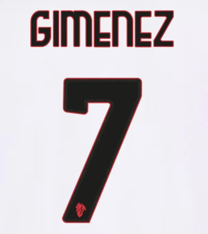 AC Milan 2025/26 Away GIMENEZ #7 Official Name Set