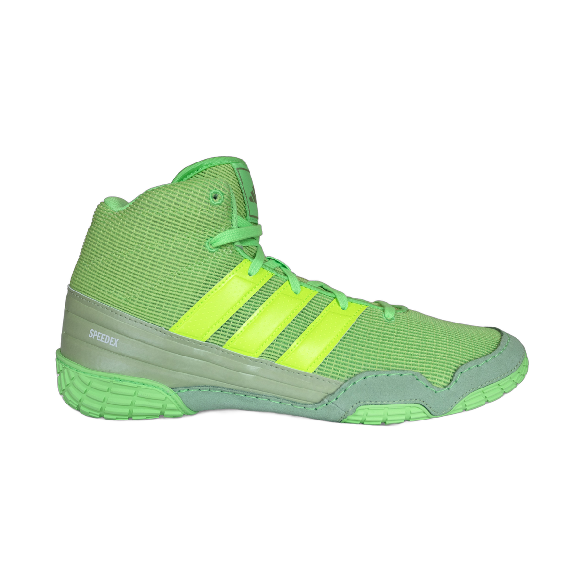 Adidas Speedex Lime Solar Green White Wrestling Shoes in Lime/Solar Green/White - right side view