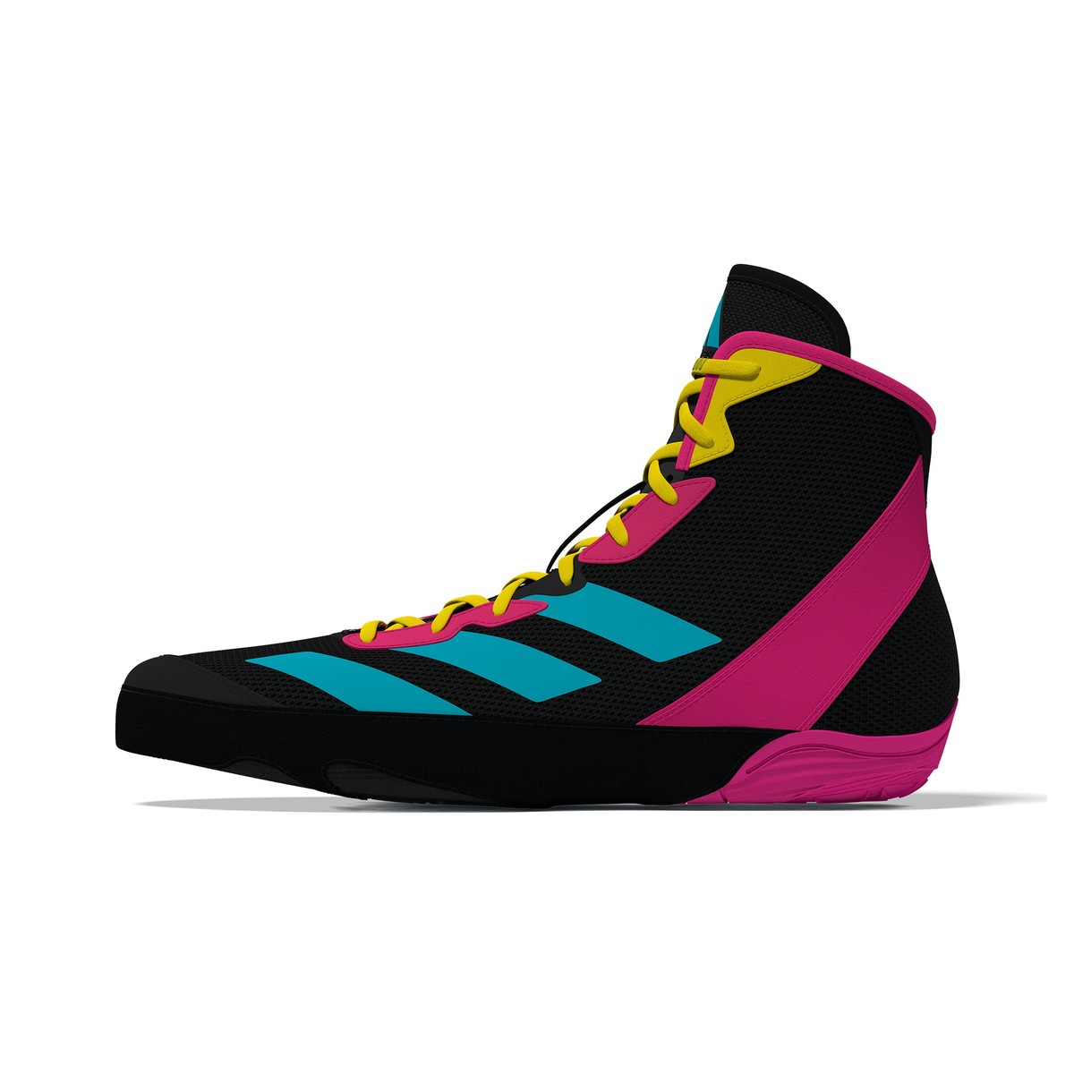 Adidas Adizero Black/Cyan/Pink Wrestling Shoes