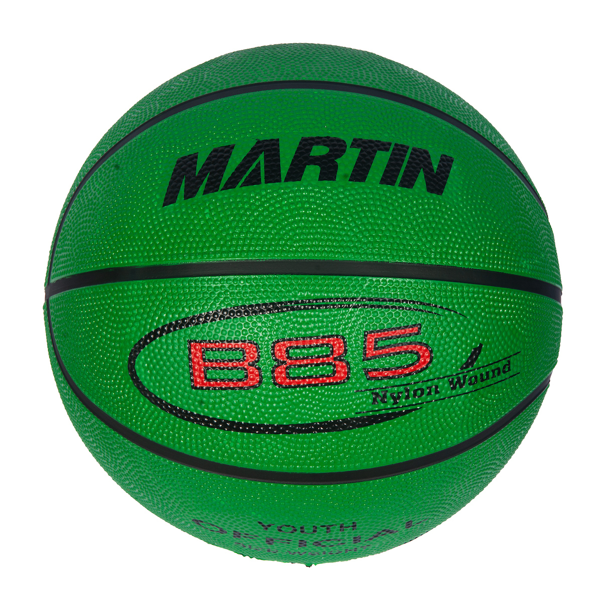 Martin Sports Rainbow Rubber Basketball, Junior Size 5 in Green - Front View