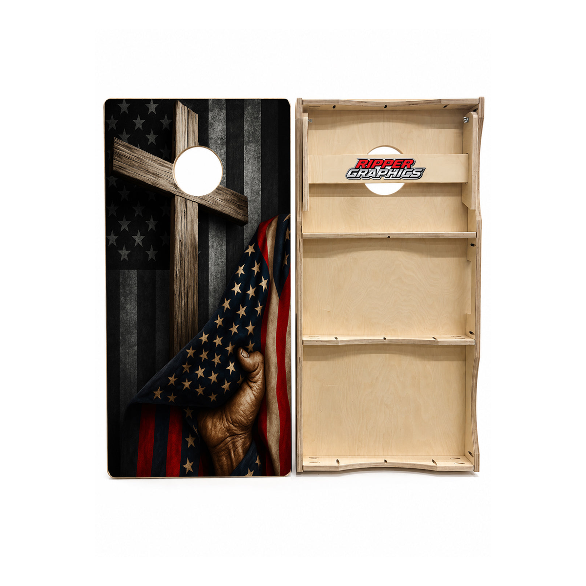 American Flag Cross Cornhole Design - CH5024 - Great Call Athletics