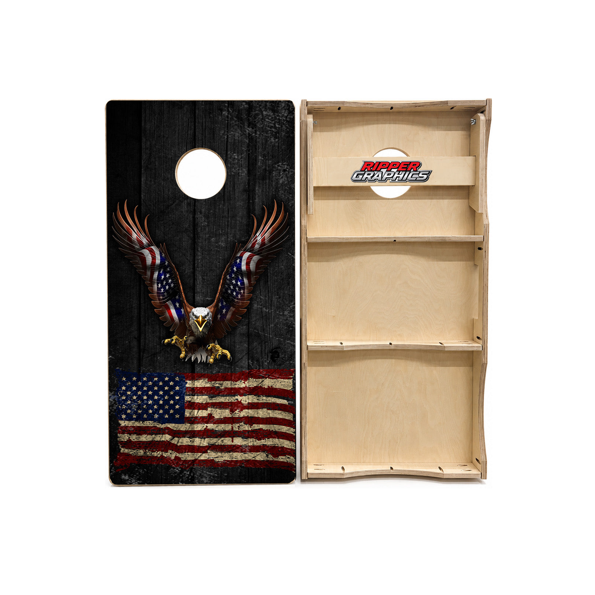 American Flag Eagle Distressed Cornhole Design product photo