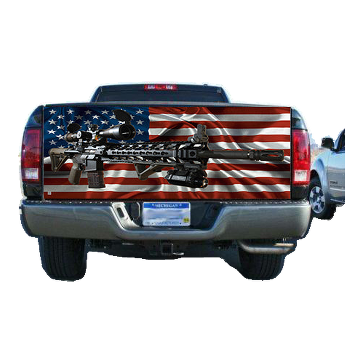 American Flag Sniper Rifle Truck Tailgate Wrap Vinyl Graphic Decal Sticker product photo