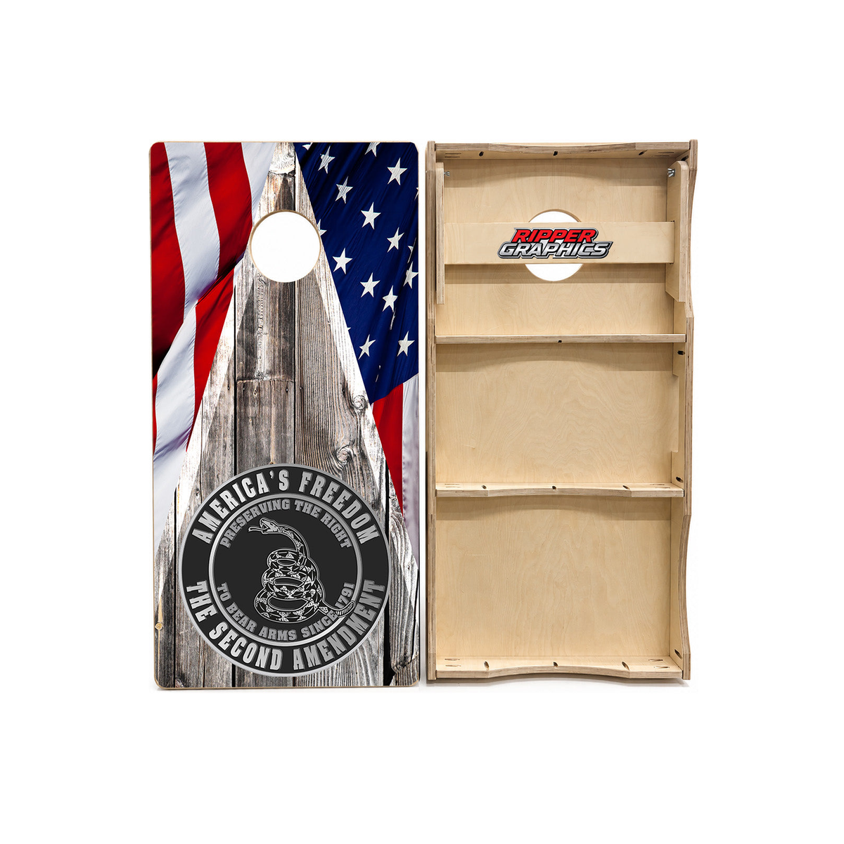 America's Freedom Barnwood Cornhole Design product photo